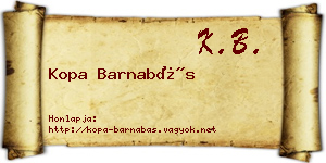 Kopa Barnabás névjegykártya