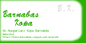 barnabas kopa business card